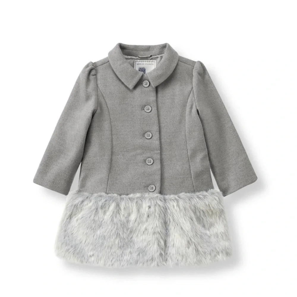 Janie and Jack Bottom Faux Fur Gray Coat
